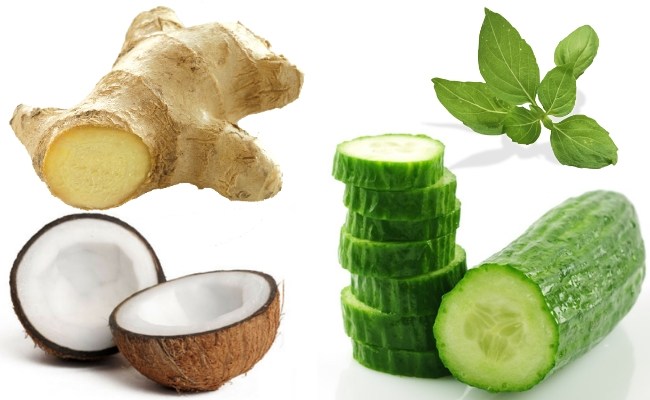 姜,黃瓜,羅勒和椰子油 姜,黃瓜,羅勒和椰子油